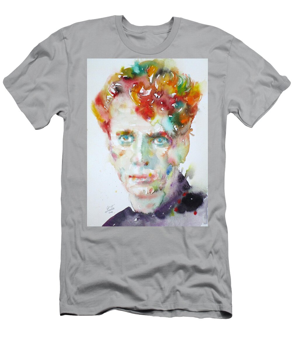 Dylan Thomas T-Shirt featuring the painting DYLAN THOMAS - watercolor portrait.4 by Fabrizio Cassetta