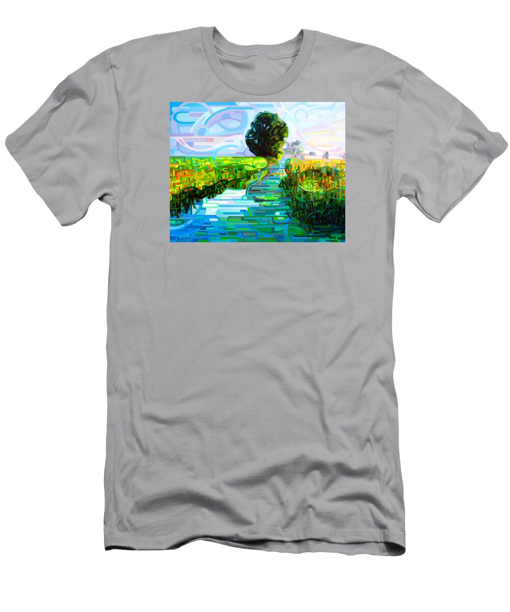 Abstract T-Shirt featuring the painting Ebb and Flow by Mandy Budan