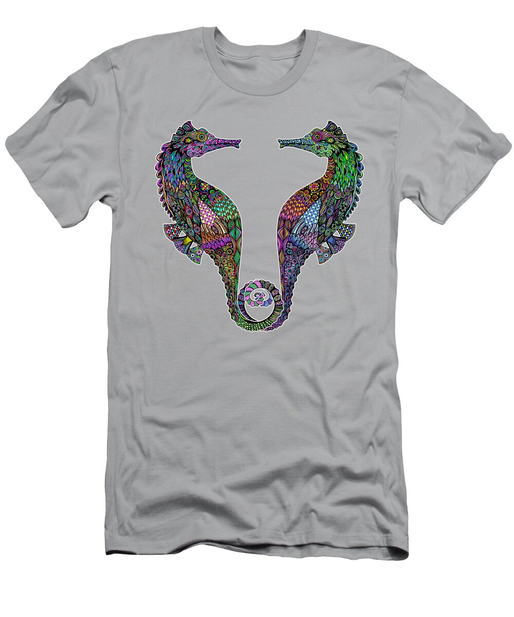Seahorse T-Shirt featuring the digital art Electric Seahorses by Tammy Wetzel