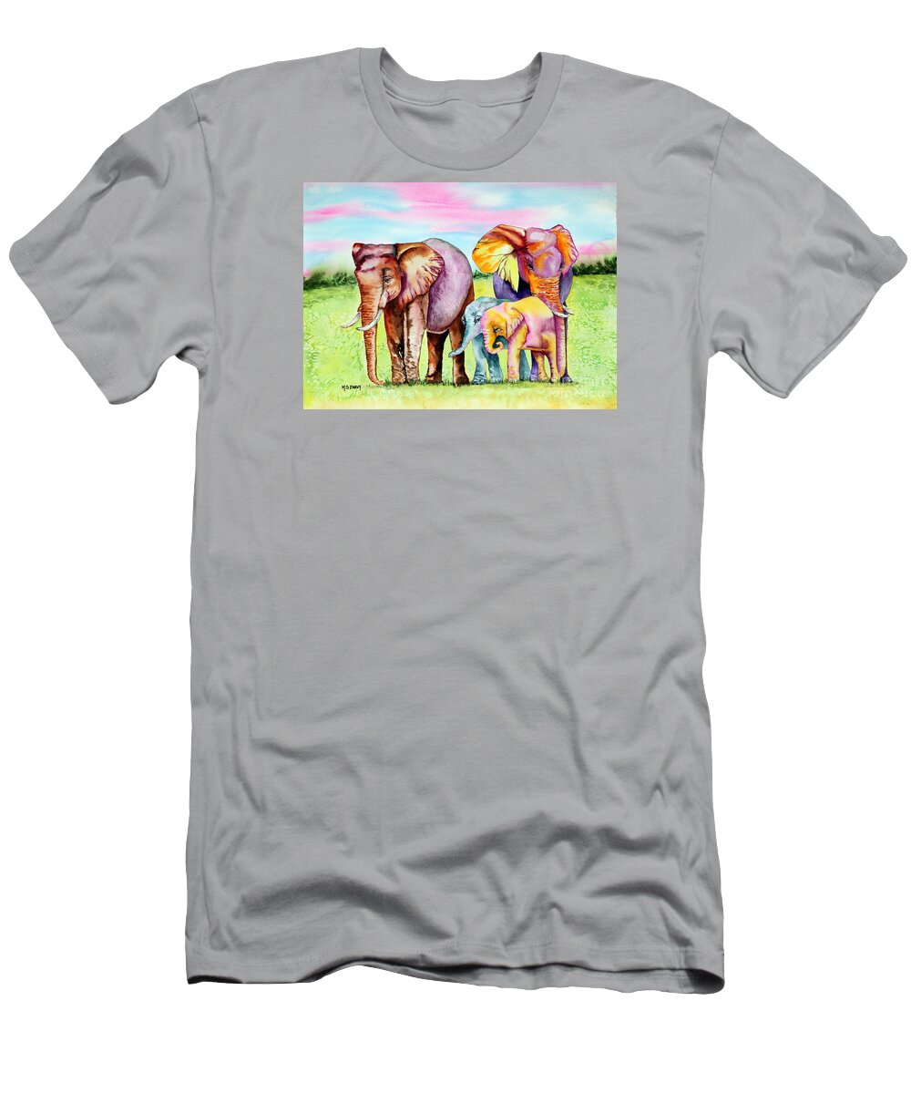 Elephant T-Shirt featuring the painting Elephant Aura by Maria Barry
