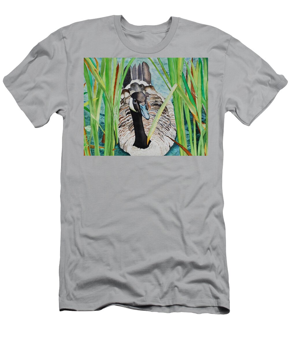 Goose T-Shirt featuring the painting Emerging by Sonja Jones