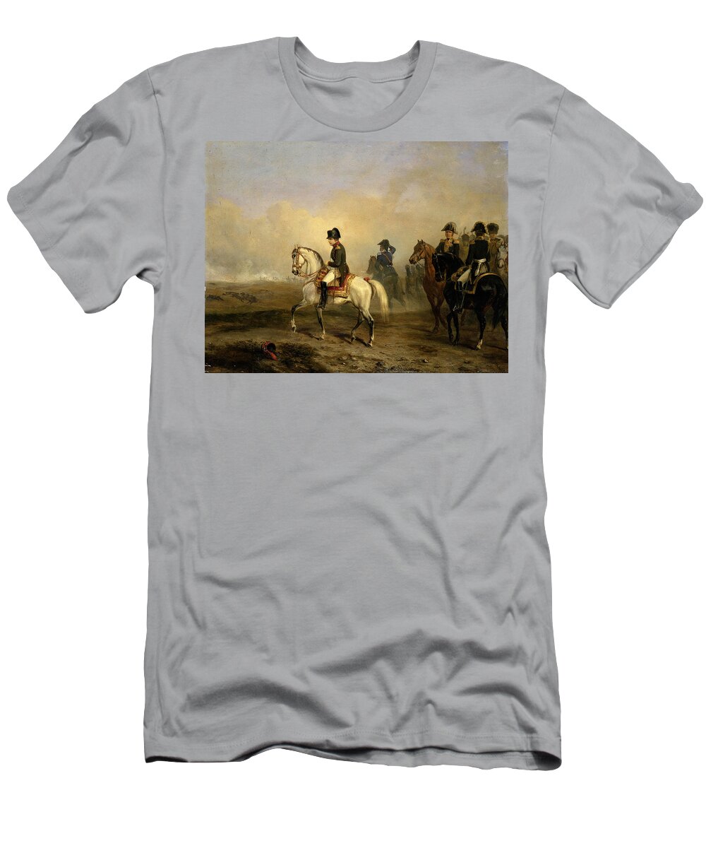 Horace Vernet T-Shirt featuring the painting Emperor Napoleon I and his Staff on Horseback by Horace Vernet