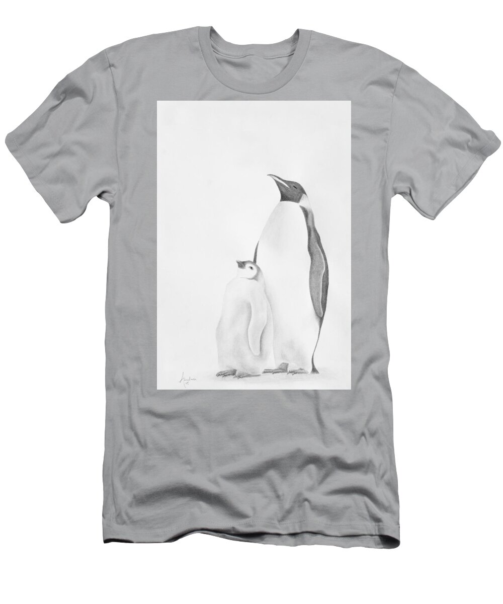 Wildlife T-Shirt featuring the drawing Emperor Penguin by Andrea Angulo