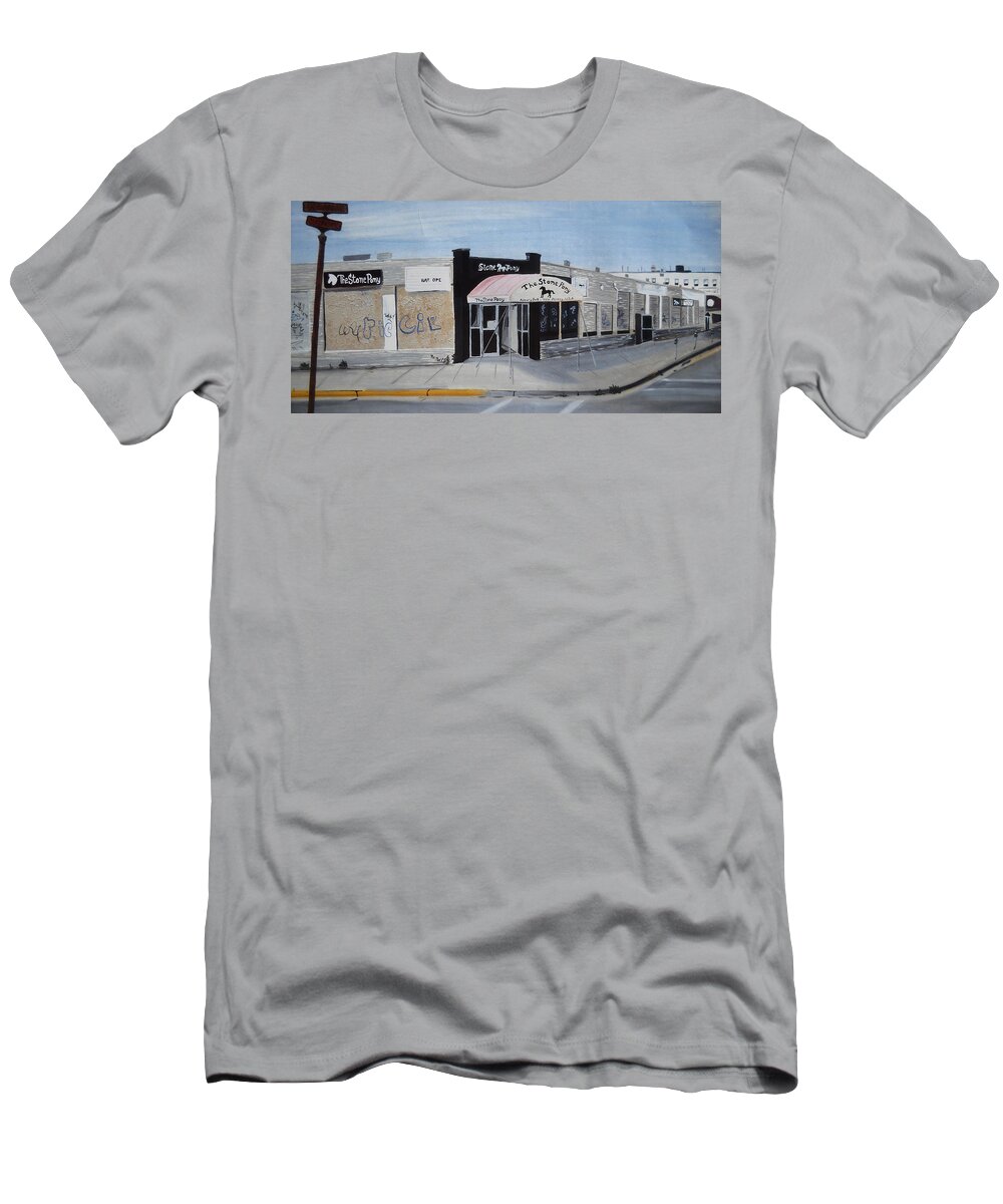 Acrylic Painting Of The Stone Pony T-Shirt featuring the painting End of an Era by Patricia Arroyo