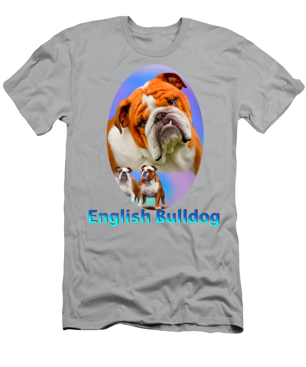 English Bulldog T-Shirt featuring the painting English Bulldog With Border by Becky Herrera