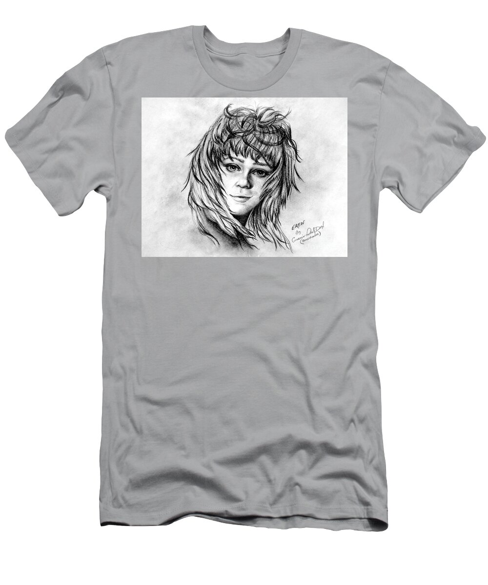 Girl T-Shirt featuring the drawing Eren by Georgia Doyle