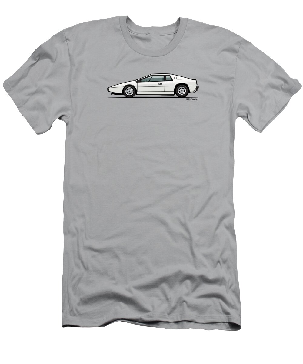 Car T-Shirt featuring the digital art Esprit S1 Monaco White 1976 by Tom Mayer II Monkey Crisis On Mars
