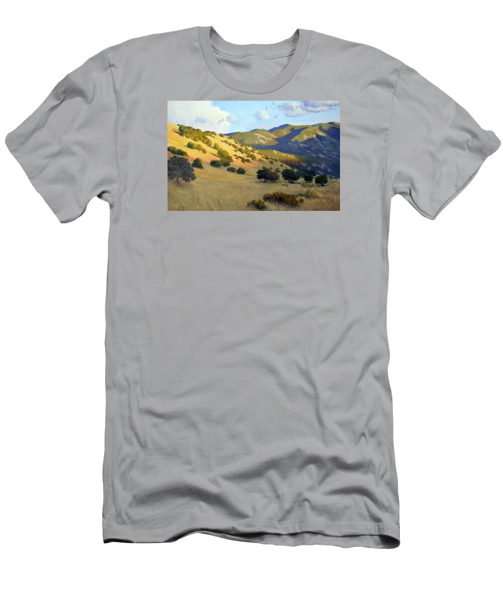 California Landscape T-Shirt featuring the painting Evening In Summer by Armand Cabrera