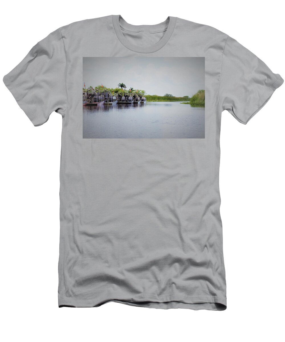Fanboats T-Shirt featuring the photograph Everglades Fanboats by Mark Mitchell
