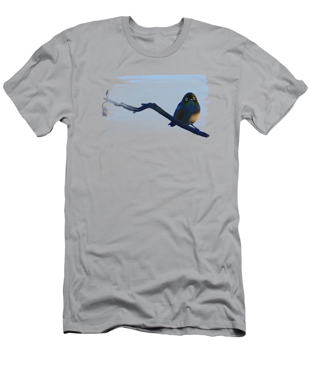 Wax-eye T-Shirt featuring the painting Eye to Eye with Silvereye by Ivana Westin