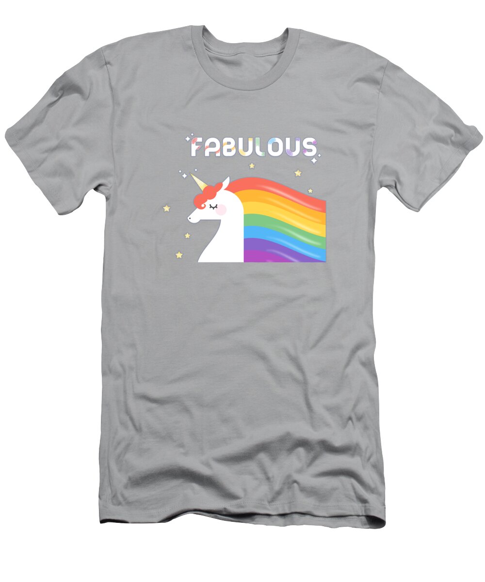 Graphic-design T-Shirt featuring the painting Fabulous Sparkling Rainbow Unicorn by Little Bunny Sunshine