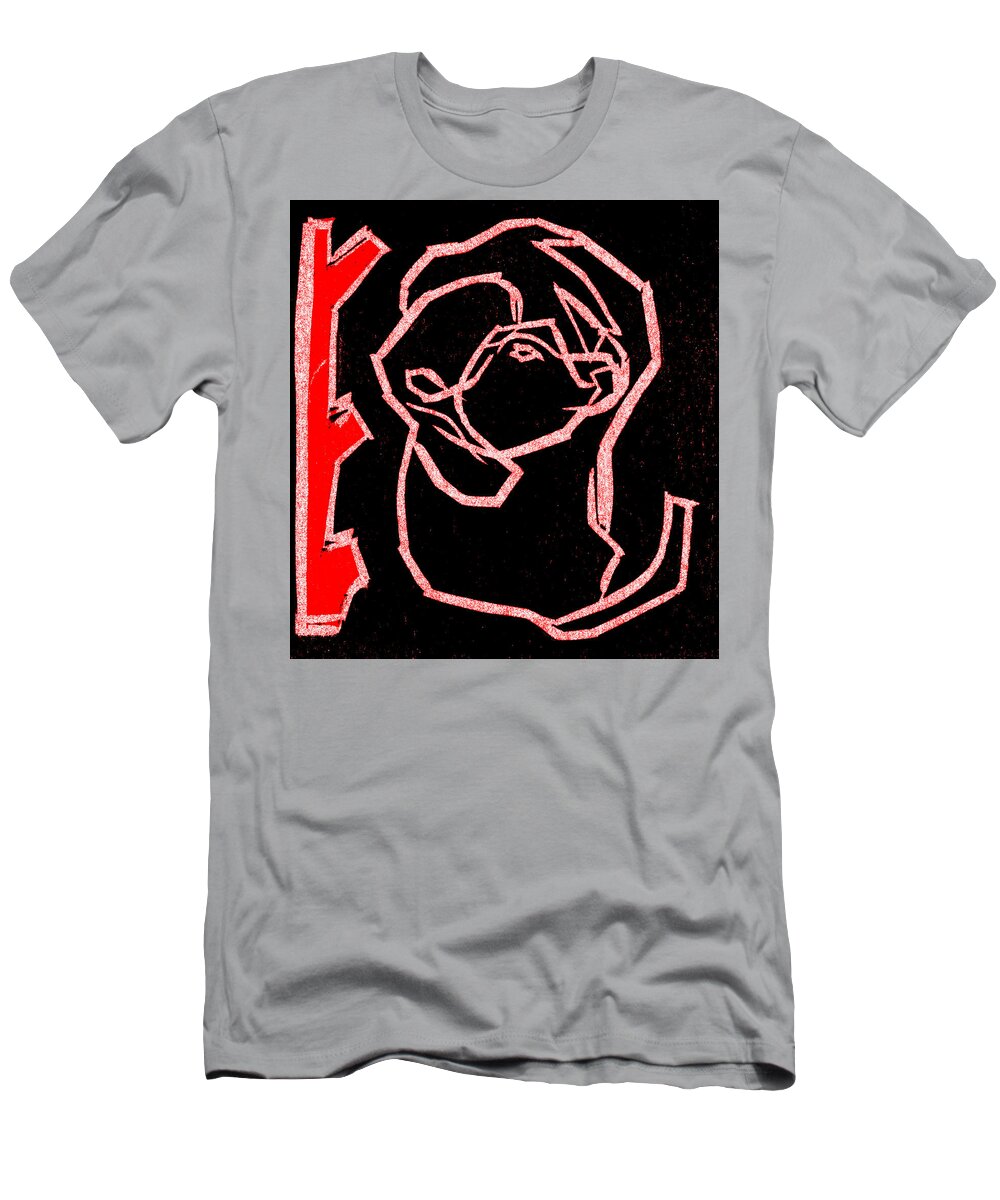 Face T-Shirt featuring the digital art Face and tree by Edgeworth Johnstone