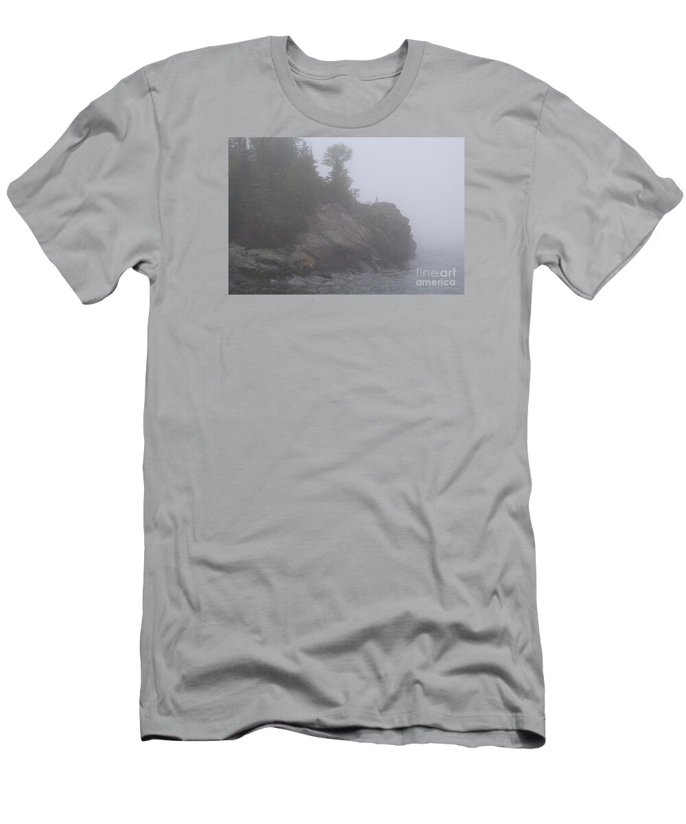Lake Superior T-Shirt featuring the photograph Facing the Fog by Sandra Updyke