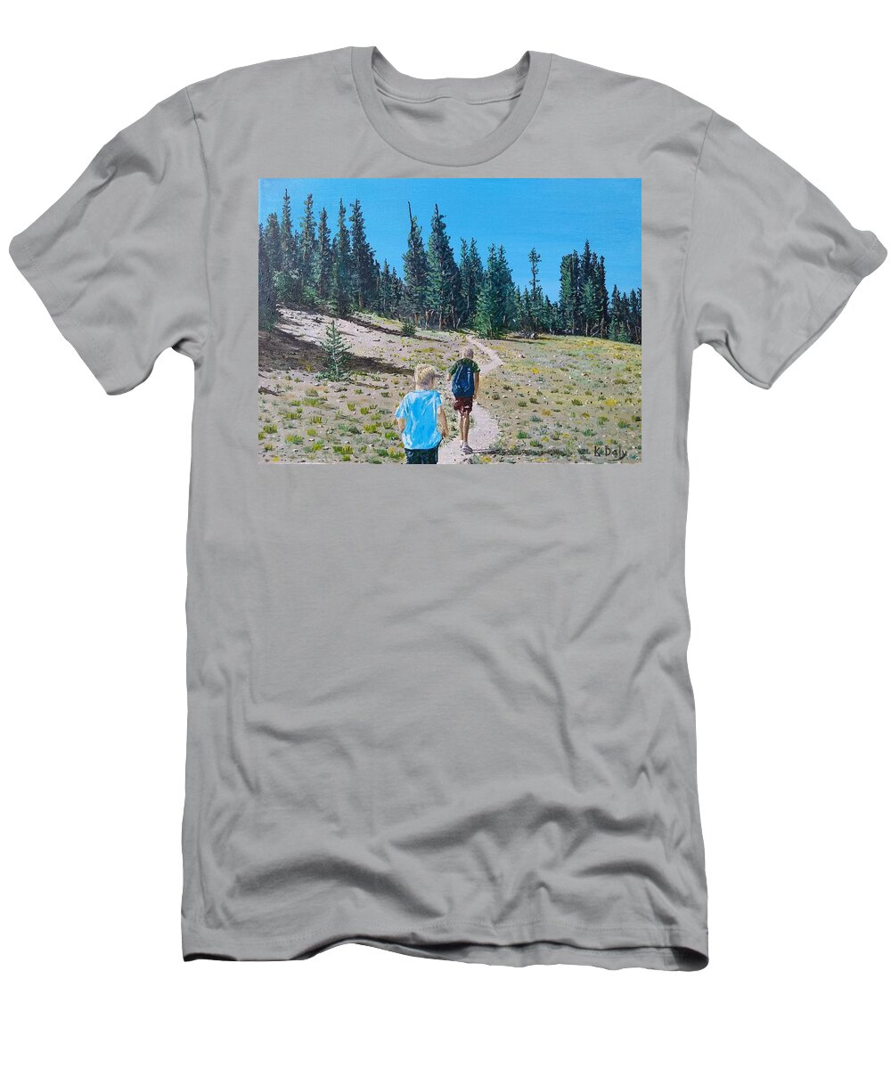 Mammoth T-Shirt featuring the painting Family hike by Kevin Daly