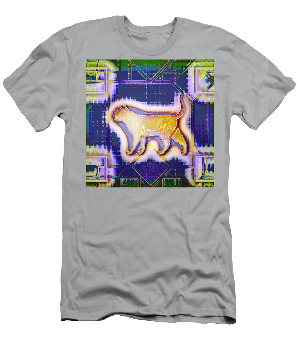Cat T-Shirt featuring the digital art Fantasy cat by Marko Sabotin