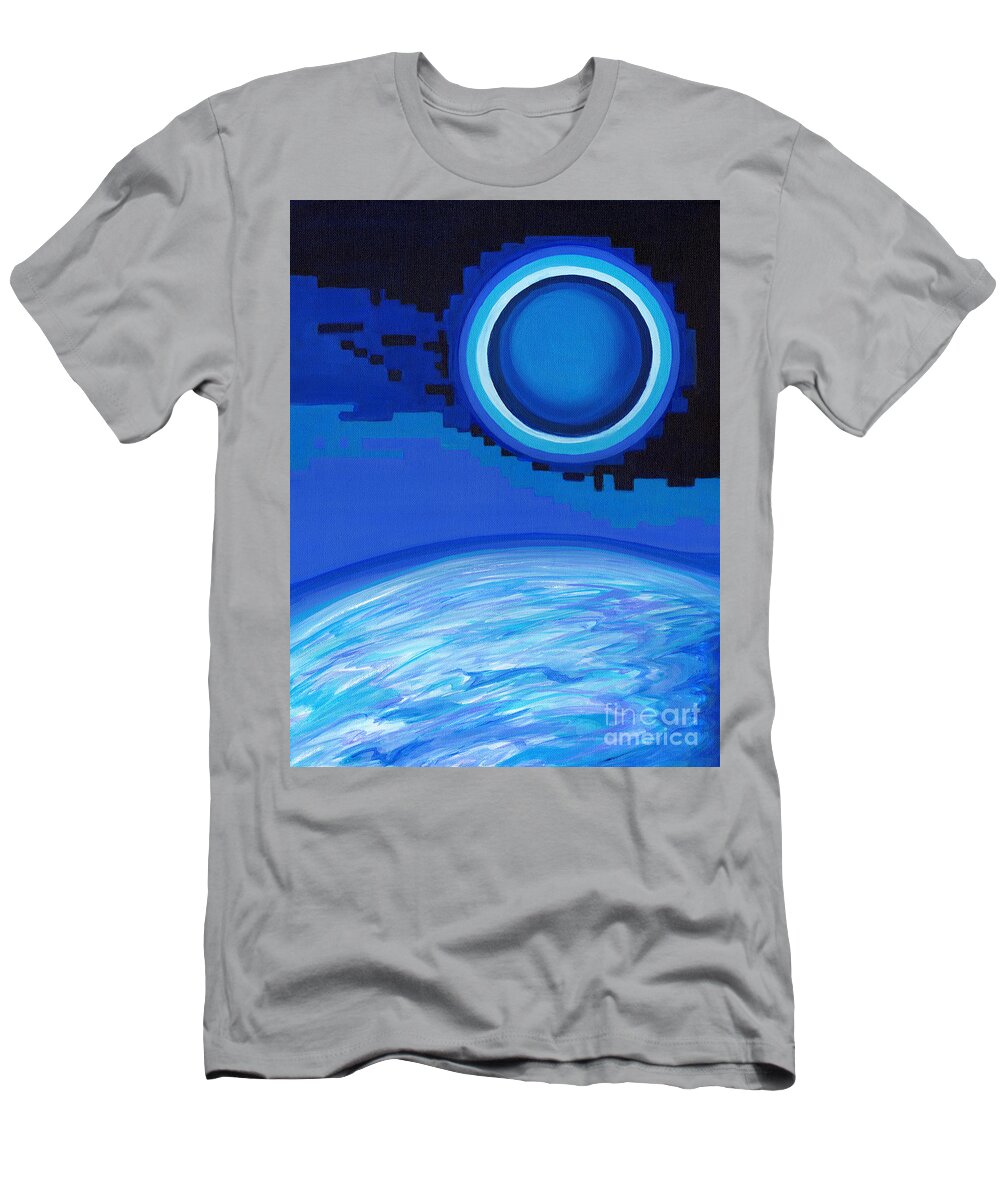 Total Solar Eclipse T-Shirt featuring the painting Far Above The World by Tanya Filichkin