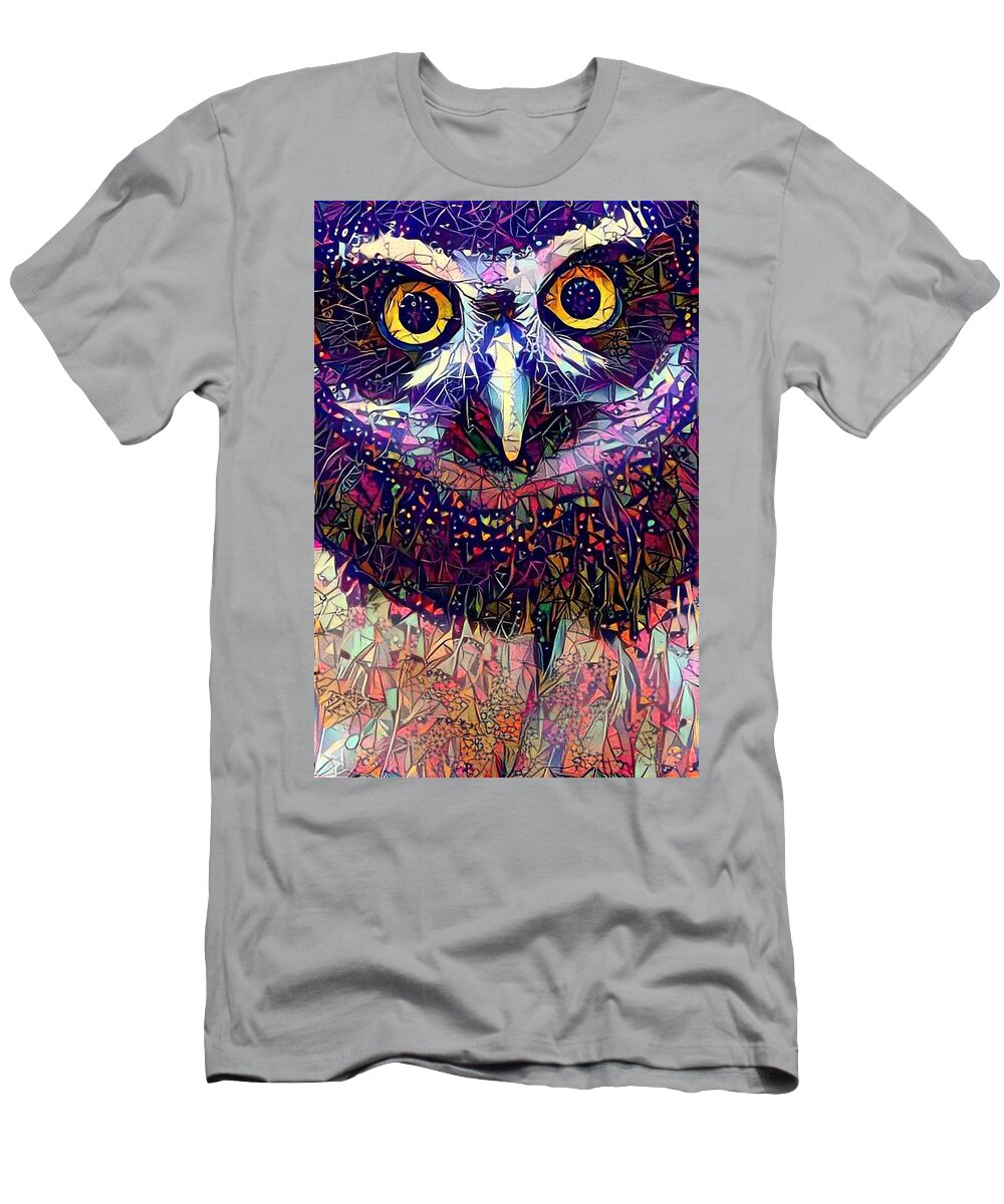Owl T-Shirt featuring the photograph Feather Jeweled by Geri Glavis