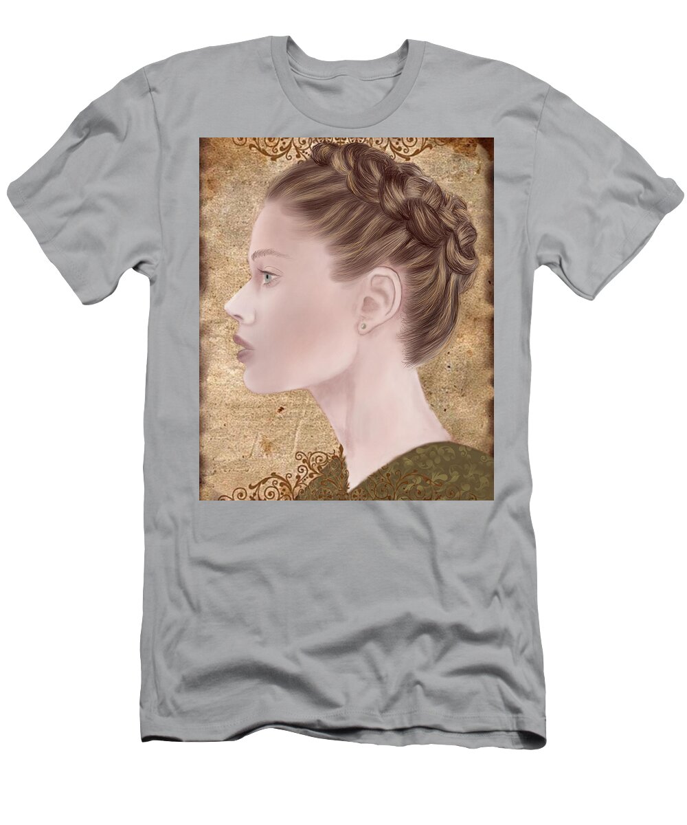 Portrait T-Shirt featuring the painting Femme Fatale by Terry Honstead