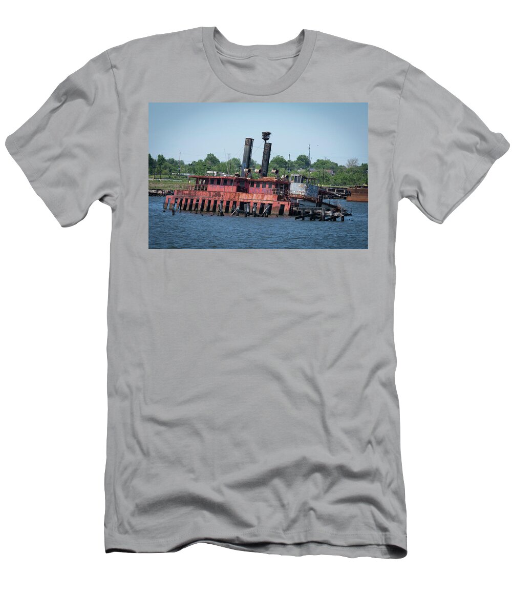 Sunken Ferry T-Shirt featuring the photograph Ferry from long time ago by Kenneth Cole