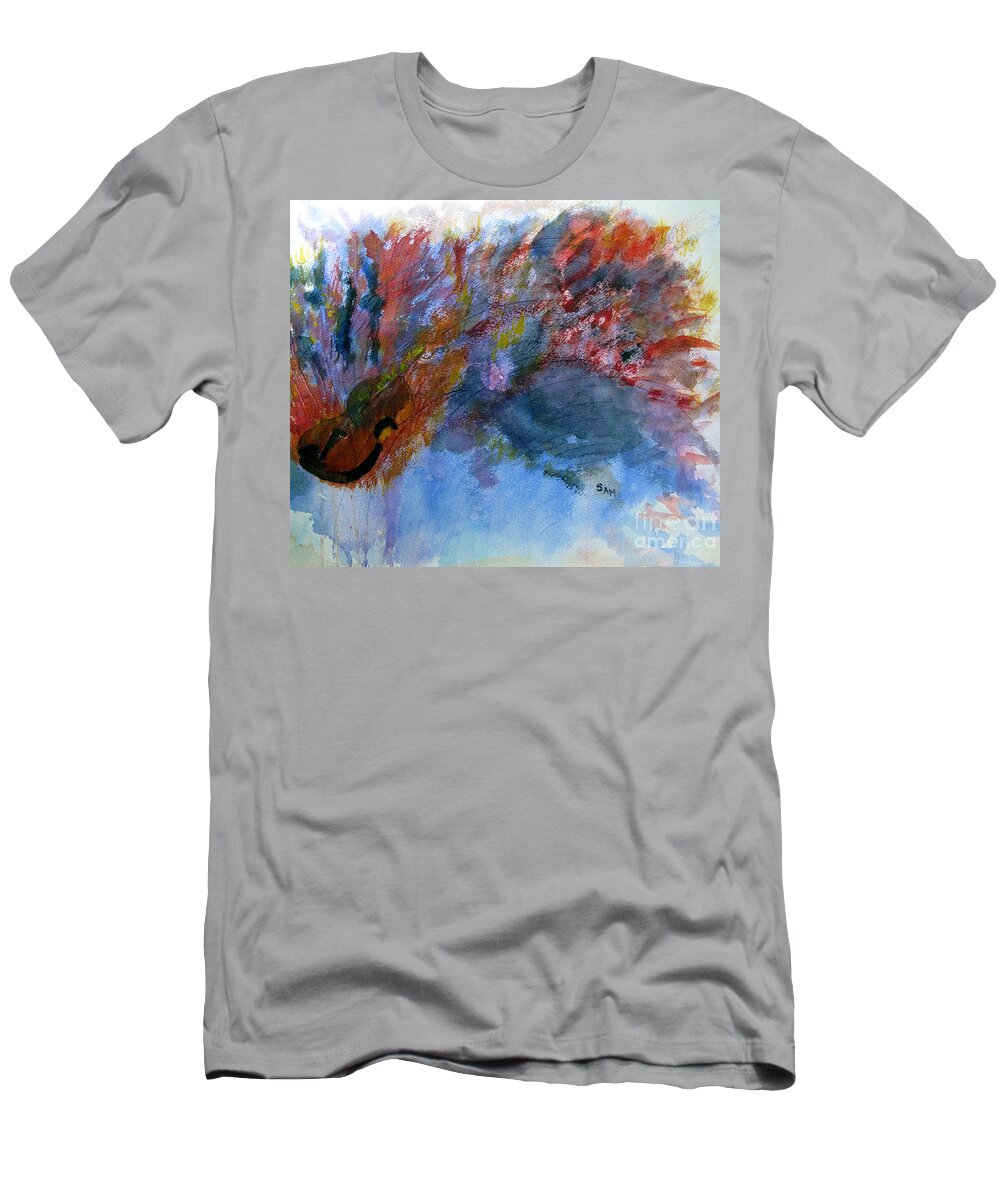 Fiddle T-Shirt featuring the painting Fiddle on Fire by Sandy McIntire