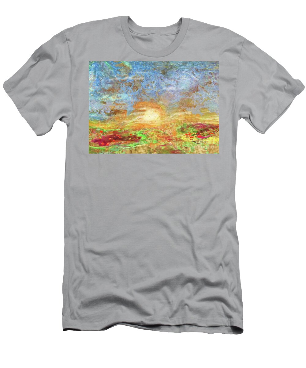 Contemporary Art T-Shirt featuring the painting Field At Sunset by Desiree Paquette