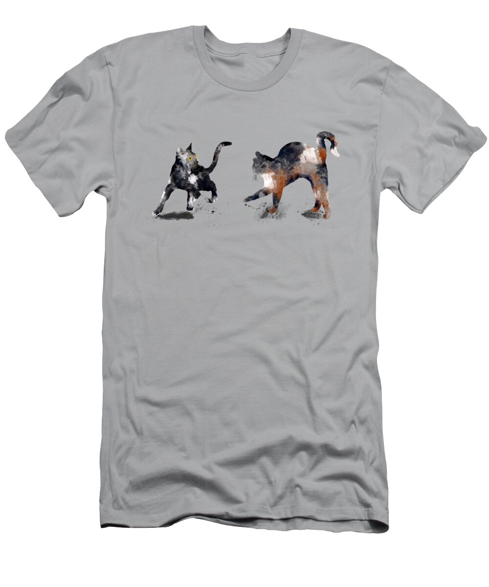 Cats T-Shirt featuring the digital art Fight or Flight by Marlene Watson