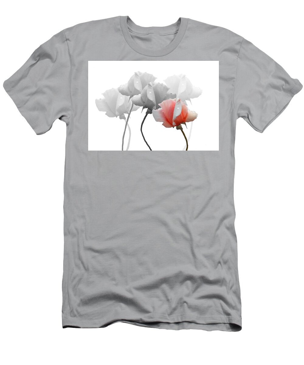 Roses T-Shirt featuring the photograph Five Roses by Rosalie Scanlon