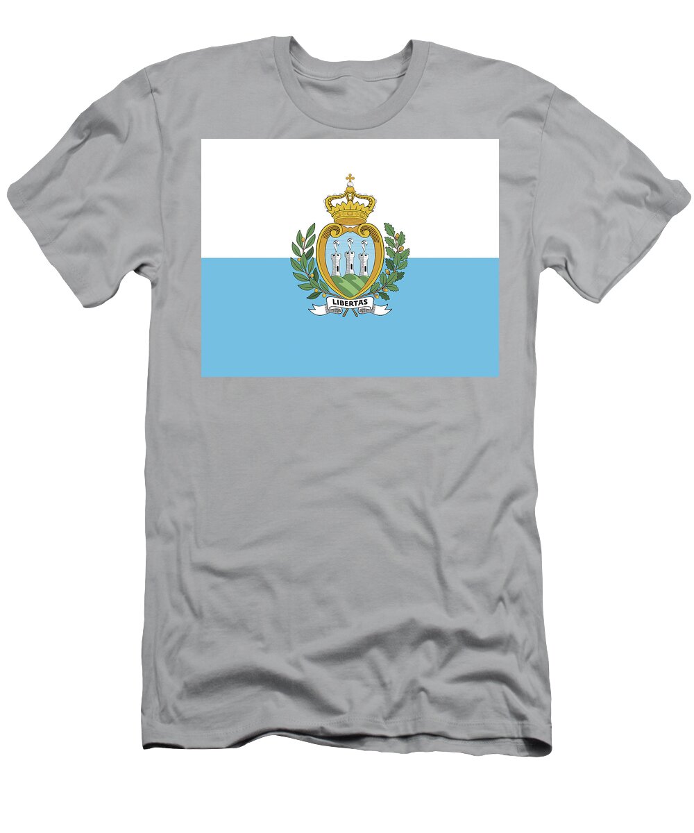 San Marino T-Shirt featuring the digital art Flag of San Marino by Roy Pedersen