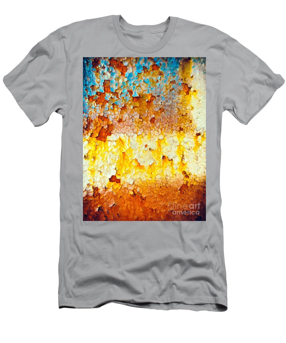 Abstract T-Shirt featuring the photograph Flaking rusty iron by Silvia Ganora