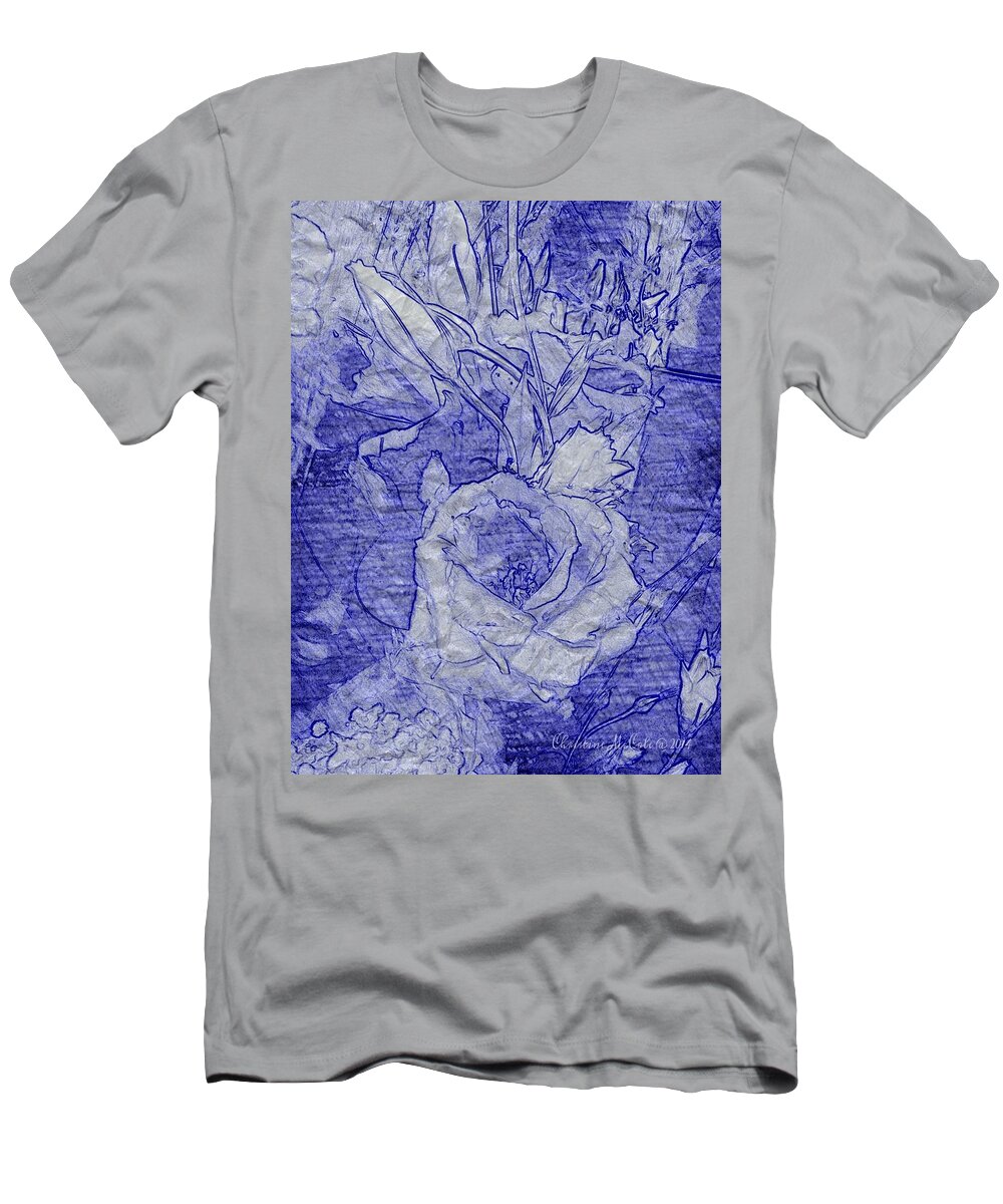 Flowers T-Shirt featuring the digital art Floral Blue 12 by Christine McCole