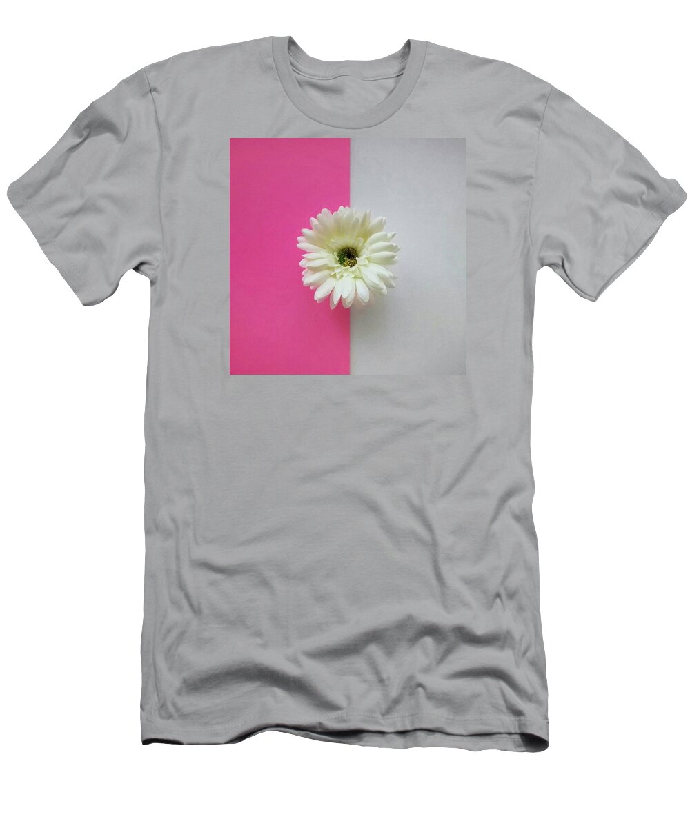 Simplicity Colorful T-Shirt featuring the photograph White Flower by Ann Foo