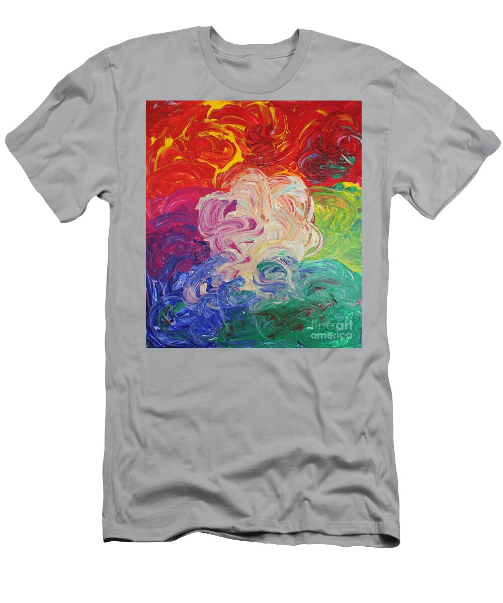 Flowing Color T-Shirt featuring the painting White Fire by Sarahleah Hankes