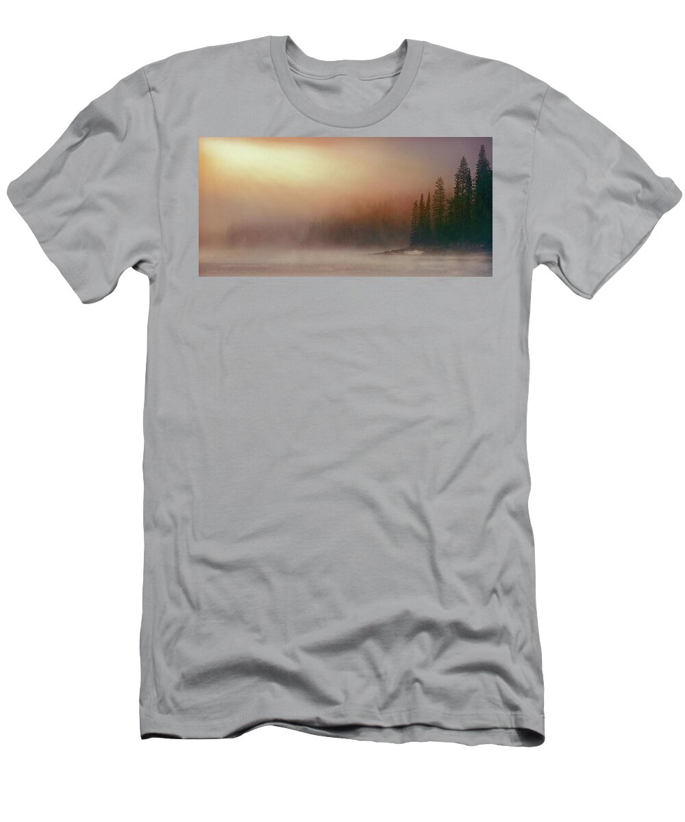Digital Art T-Shirt featuring the photograph Fog on the Lake by Debra Boucher
