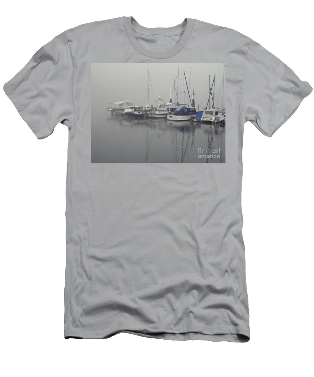 Boat T-Shirt featuring the photograph Fog on the Rhine by Sarah Loft