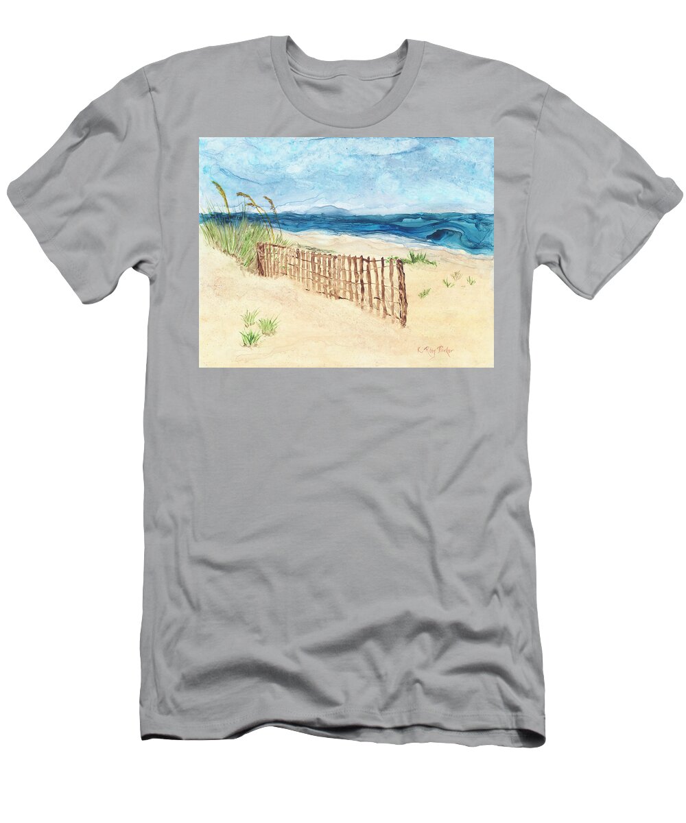 Landscape T-Shirt featuring the painting Folly Field Fence by Kathryn Riley Parker