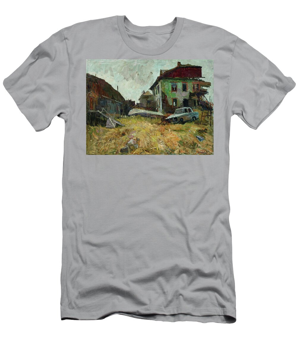 Plein Air T-Shirt featuring the painting Forgotten yard by Juliya Zhukova