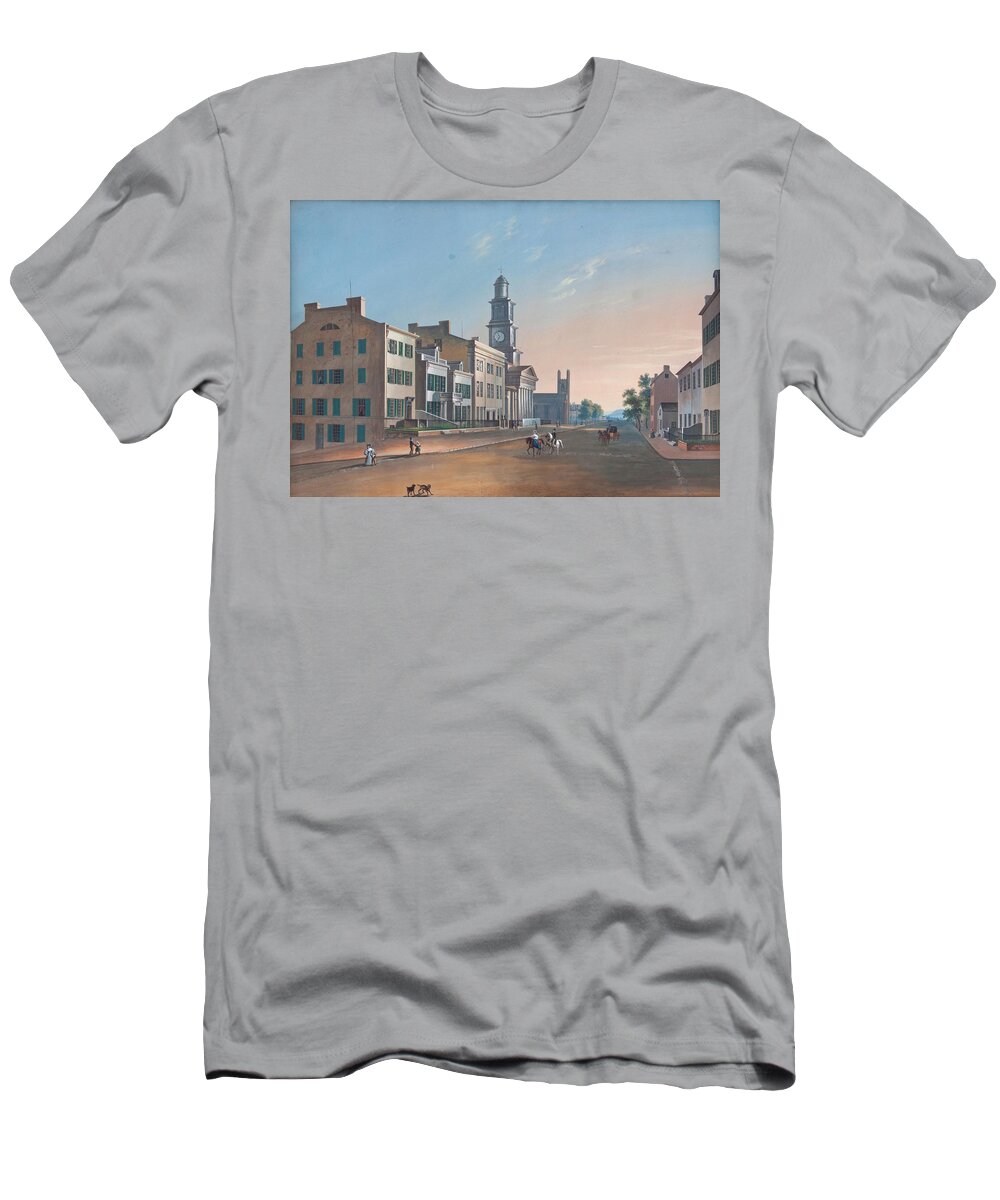 John Caspar Wild T-Shirt featuring the painting Fourth Street. West From Vine by John Caspar Wild
