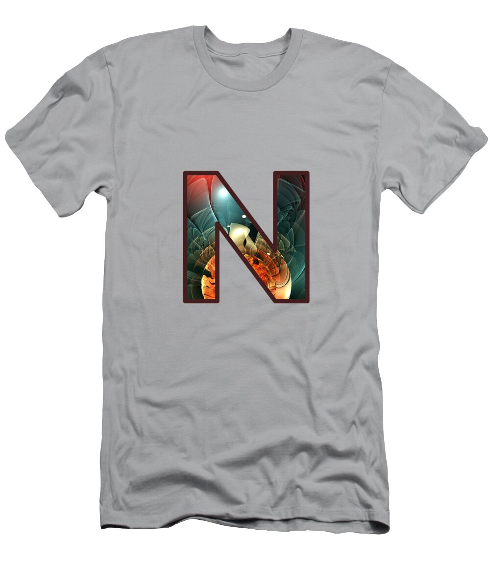 N T-Shirt featuring the digital art Fractal - Alphabet - N is for Night Vision by Anastasiya Malakhova