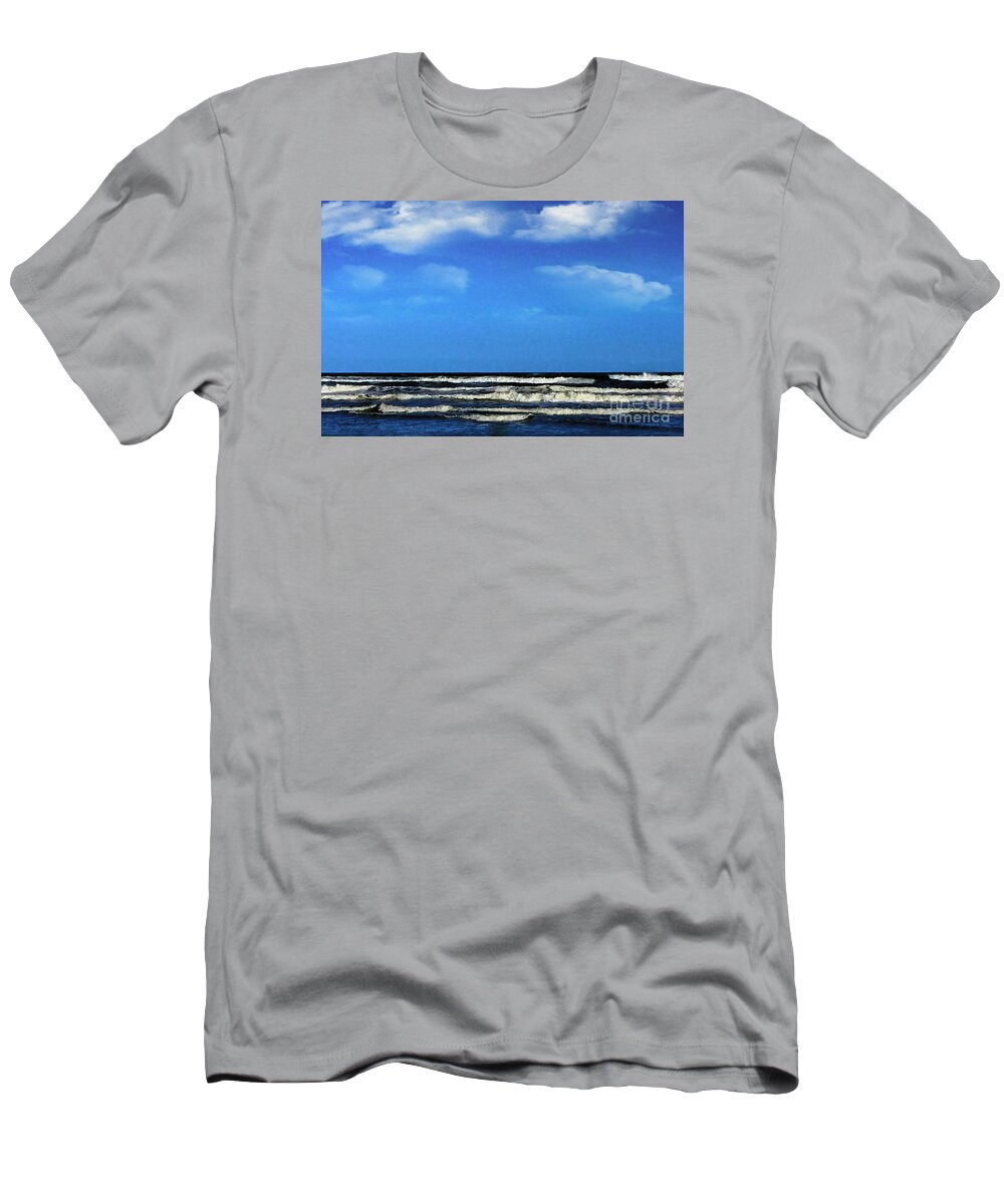 Beach T-Shirt featuring the digital art Freeport Texas Seascape Digital Painting A51517 by Mas Art Studio