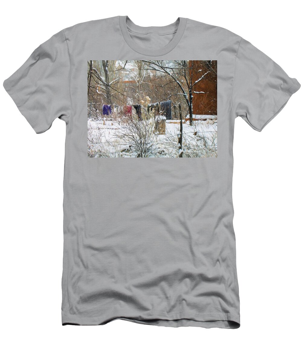 Frozen T-Shirt featuring the photograph Frozen Laundry by Lou Novick