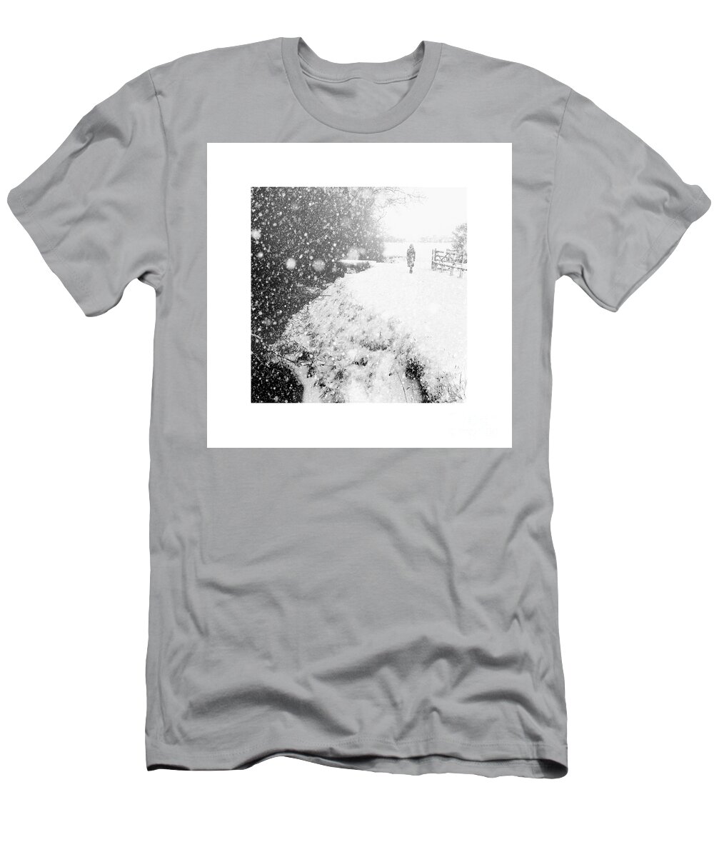 Frozen Moments T-Shirt featuring the photograph Frozen Moments - Walking Away by Paul Davenport