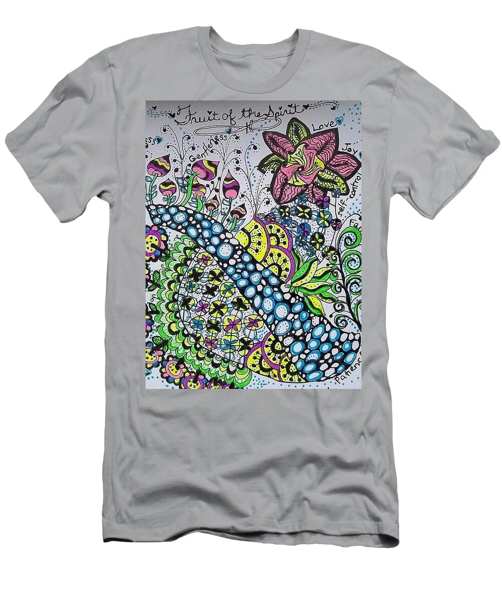 Caregiver T-Shirt featuring the drawing Fruit of the Spirit by Carole Brecht