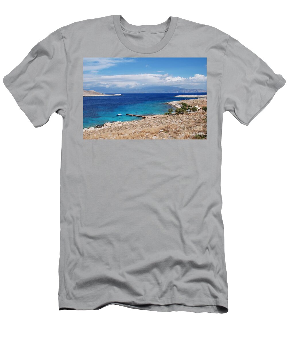 Halki T-Shirt featuring the photograph Ftenagia beach on Halki by David Fowler