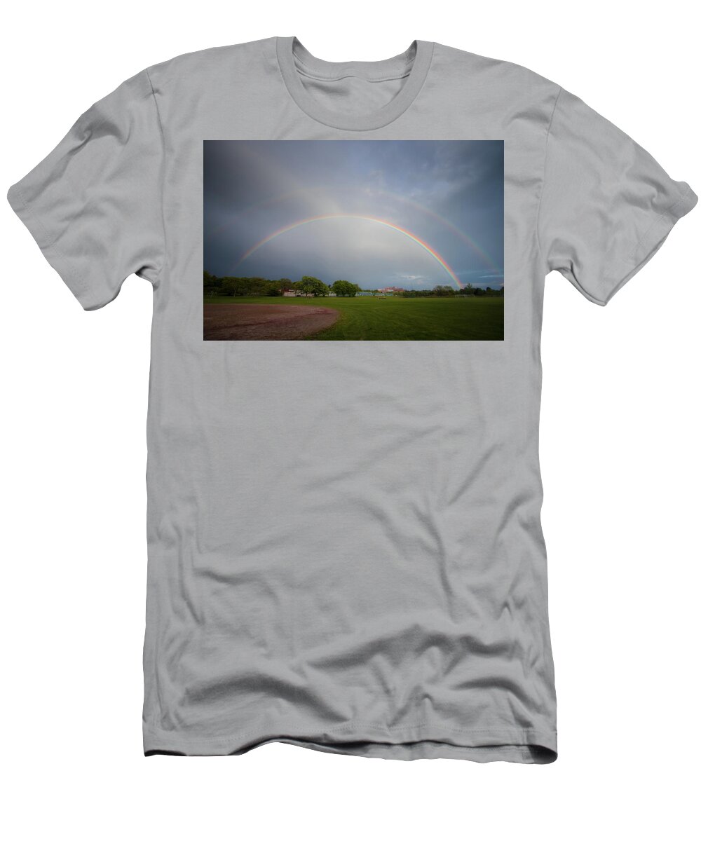 Raindown T-Shirt featuring the photograph Full Double Rainbow by Darryl Hendricks