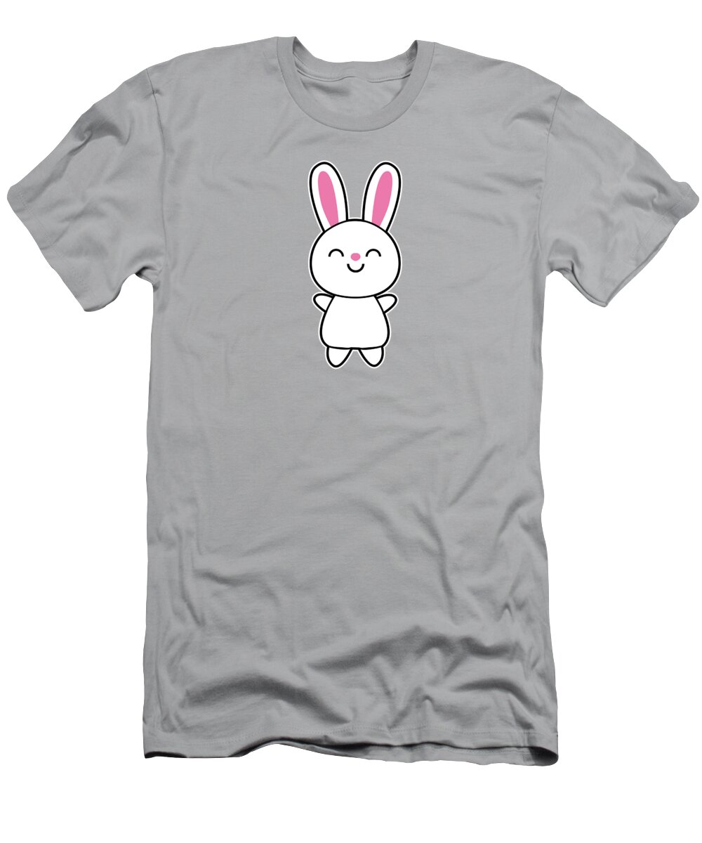 Hare T-Shirt featuring the digital art Funny Cute Rabbit Bunny in Pink by Philipp Rietz