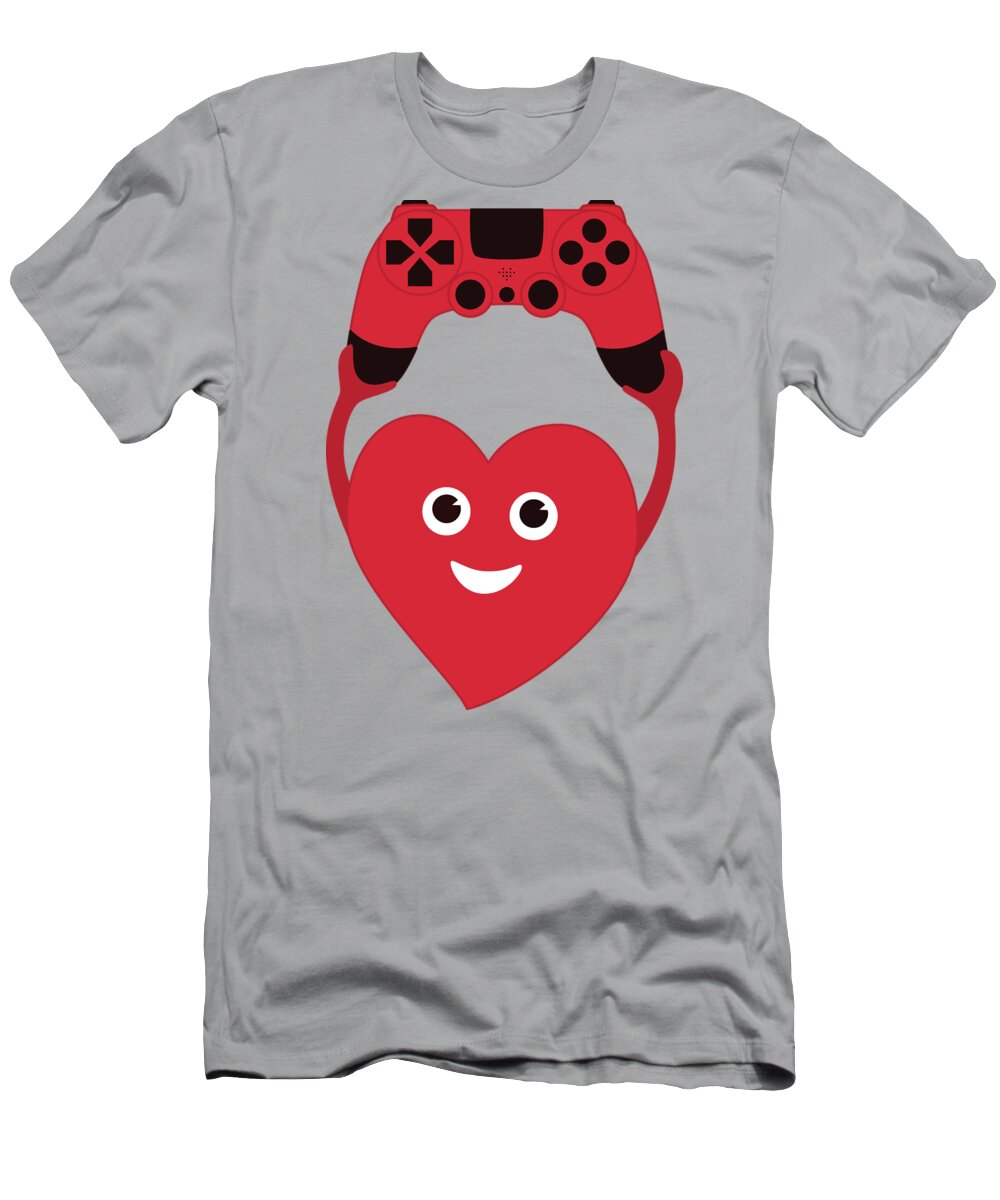 Vector T-Shirt featuring the digital art Gamer Heart by Boriana Giormova