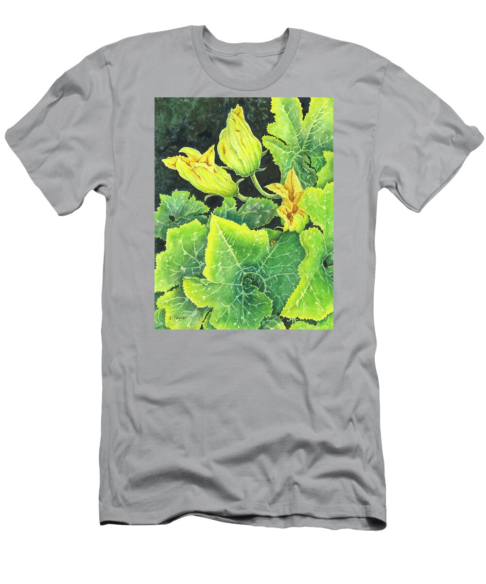 Zucchini T-Shirt featuring the painting Garden Glow by Lori Taylor