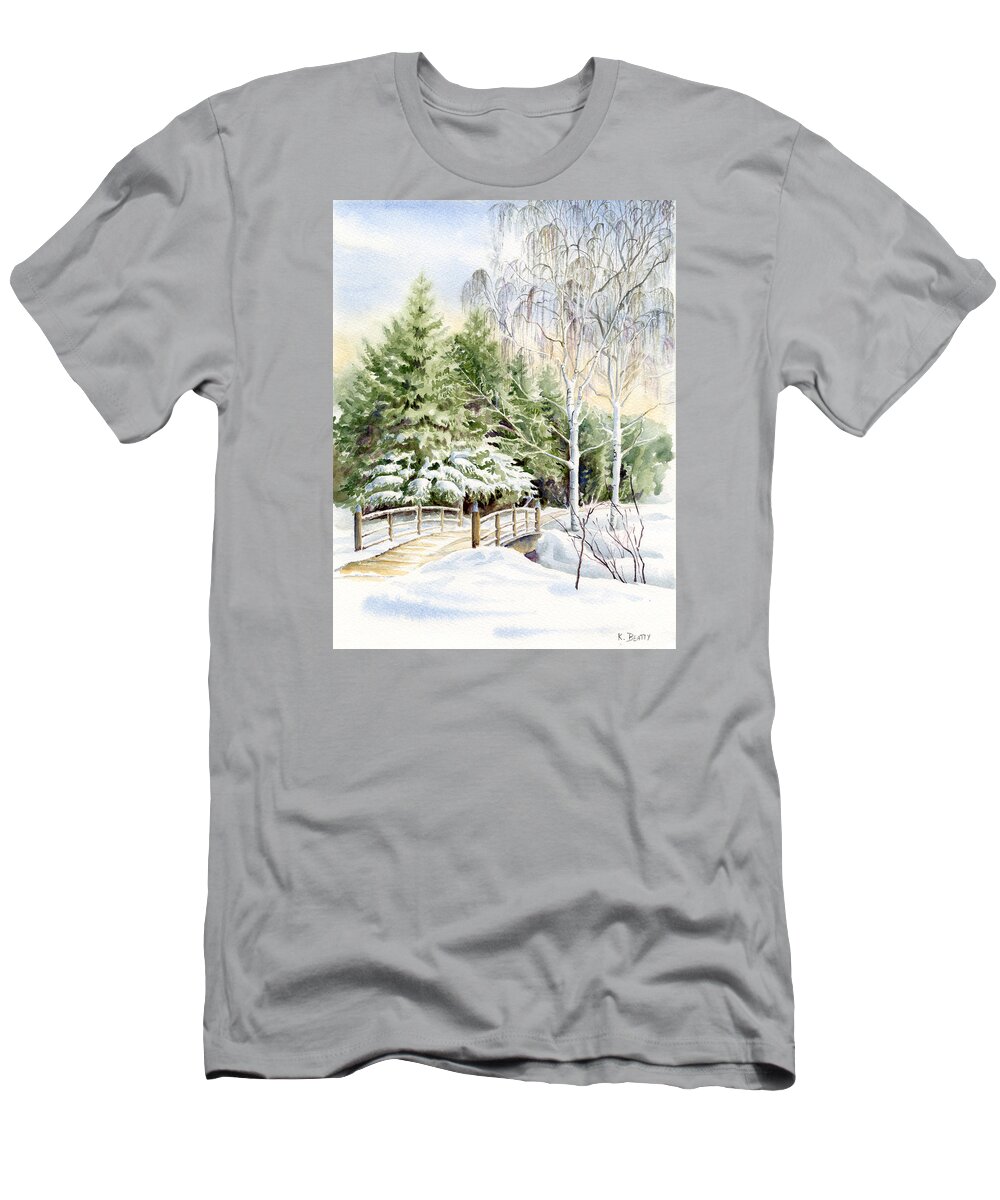 Garden T-Shirt featuring the painting Garden Landscape Winter by Karla Beatty