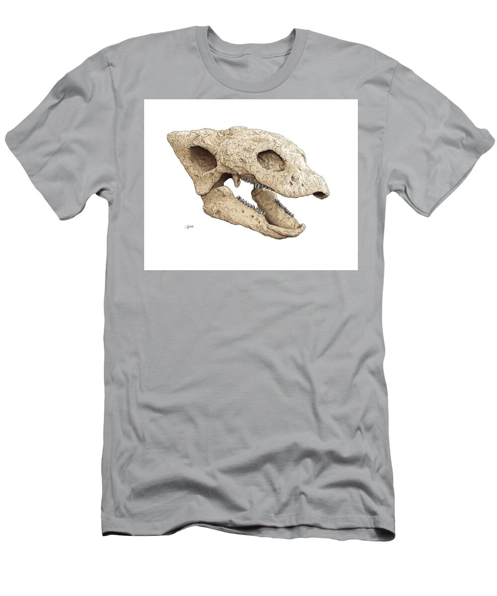 Gastonia T-Shirt featuring the digital art Gastonia Burgei Skull by Rick Adleman