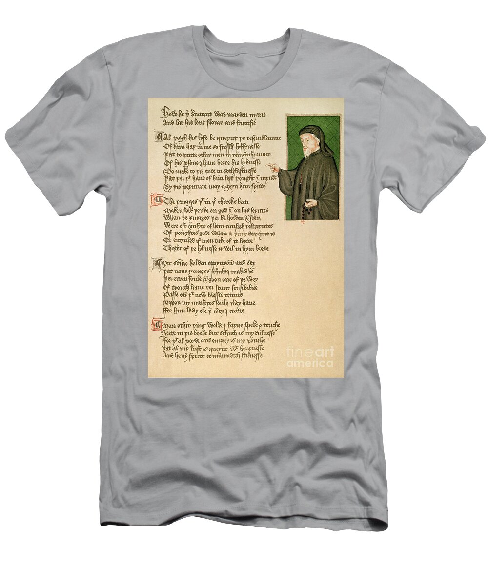 14th Century T-Shirt featuring the photograph Geoffrey Chaucer by Granger